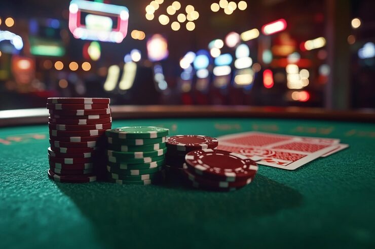 Live dealer table broadcast setup with high definition cameras